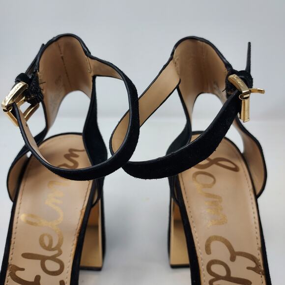 Sam Edelman Black Block Heel Peep Toe Cynthia Sandal Size 8.5 - Picture 5 of 8